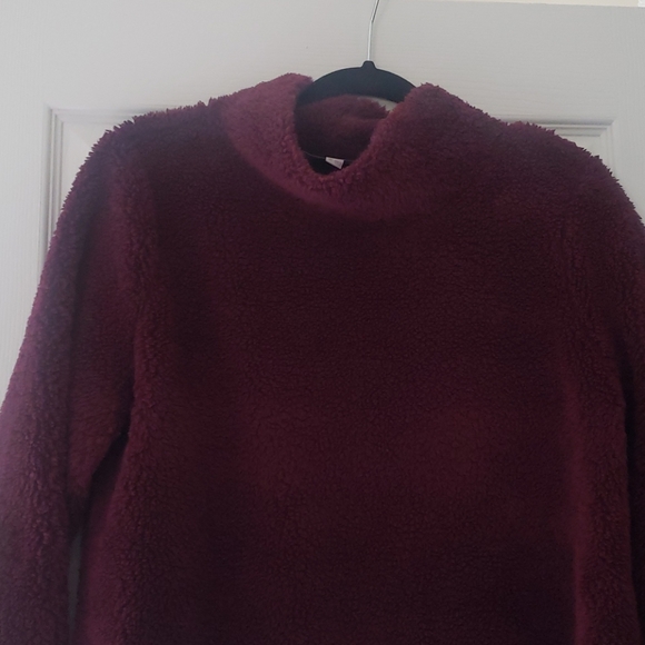Loft MP Fuzzy Burgundy Mock Turtleneck Long Sleeve - Picture 2 of 3